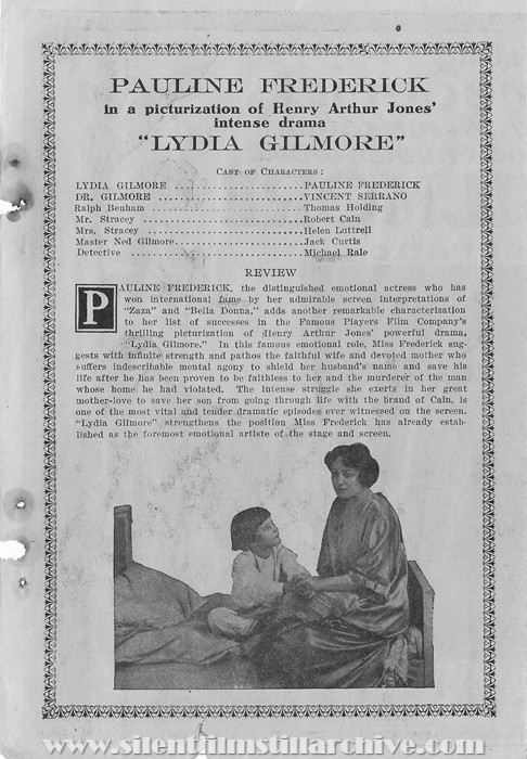 Herald for LYDIA GILMORE (1915) with Pauline Frederick