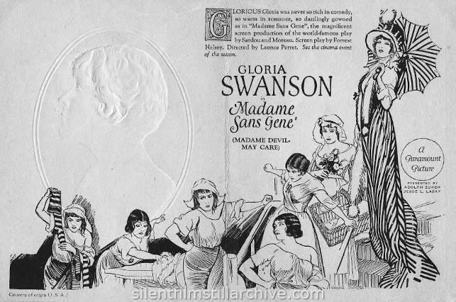 Gloria Swanson in MADAME SANS-GENE (1924) advertising herald