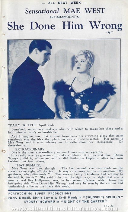 Paramount Theatre, Manchester, England, UK program for the week of July 17, 1933