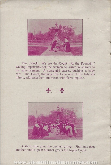 Sales flyer for MEET ME AT THE FOUNTAIN (1904) from Lubin