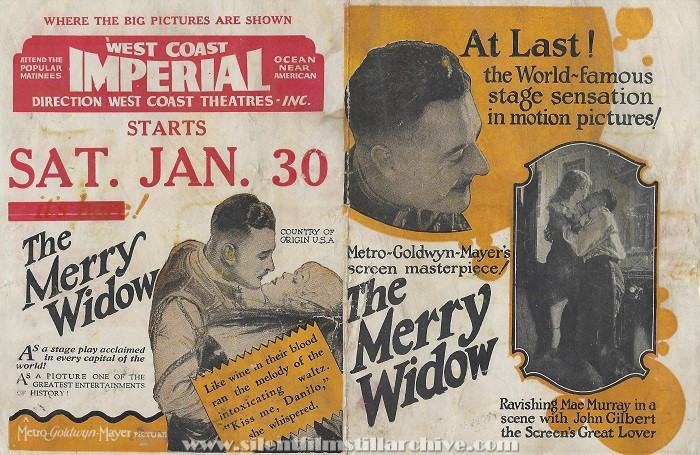 Herald for THE MERRY WIDOW (1925) with Mae Murray and John Gilbert