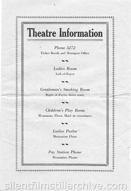 National Theatre program, May 15, 1922, Unknown location. Theatre Information.