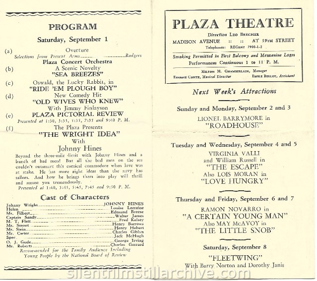 New York City, New York Plaza Theatre program