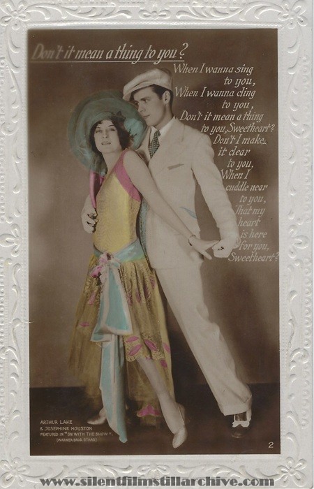 Talkie Song Series postcard for ON WITH THE SHOW (1929) with Arthur Lake and Josephine Houston