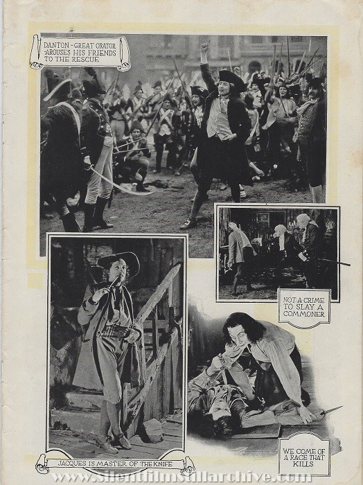 Program for ORPHANS OF THE STORM (1921) with Lillian and Dorothy Gish