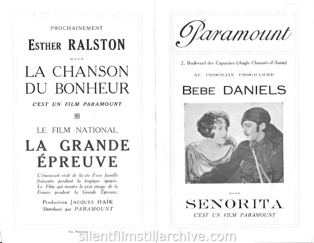 Paramount Paris Theatre program