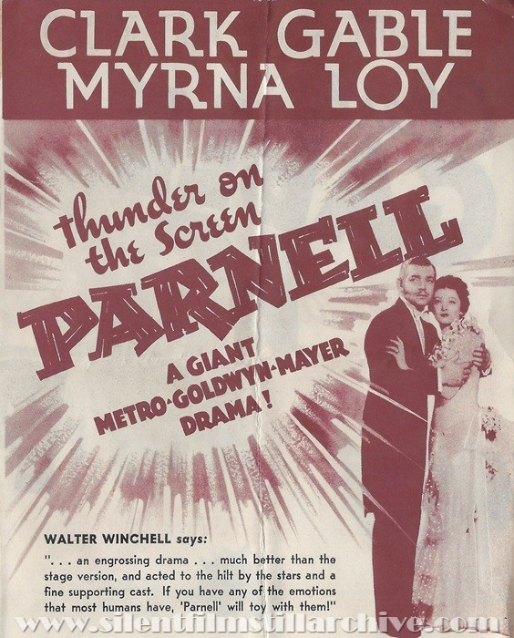 Herald for PARNELL (1937) with Clark Gable and Myrna Loy