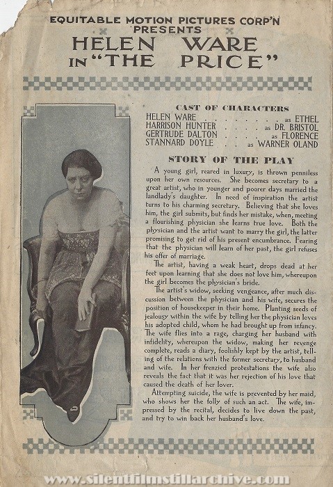 Herald for THE PRICE (1915) with Helen Ware