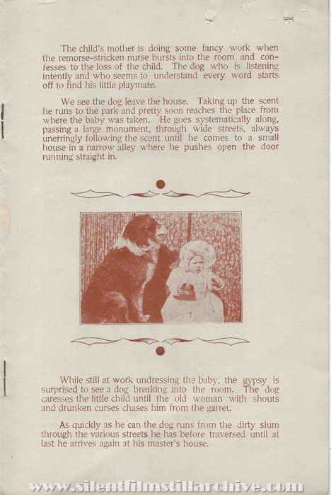 Sales flyer for RESCUED BY CARLO (1906) from Lubin
