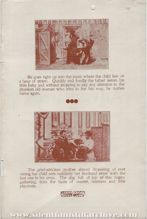 Sales flyer for RESCUED BY CARLO (1906) from Lubin