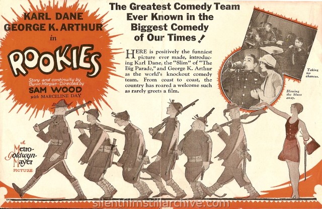 ROOKIES (1927) herald with Karl Dane, George K. Arthur and Marceline Day