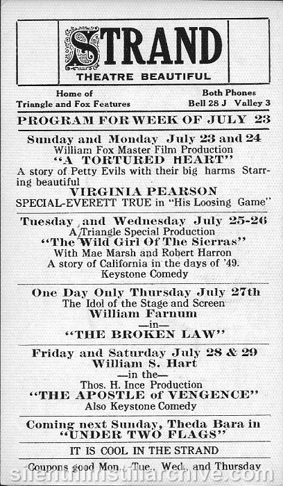 Saginaw, Michigan Strand Theatre program, July 23, 1916