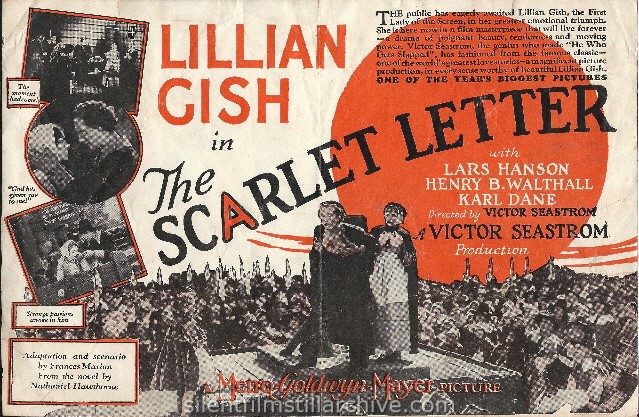 Herald for THE SCARLET LETTER (1926) with Lillian Gish and Lars Hanson.