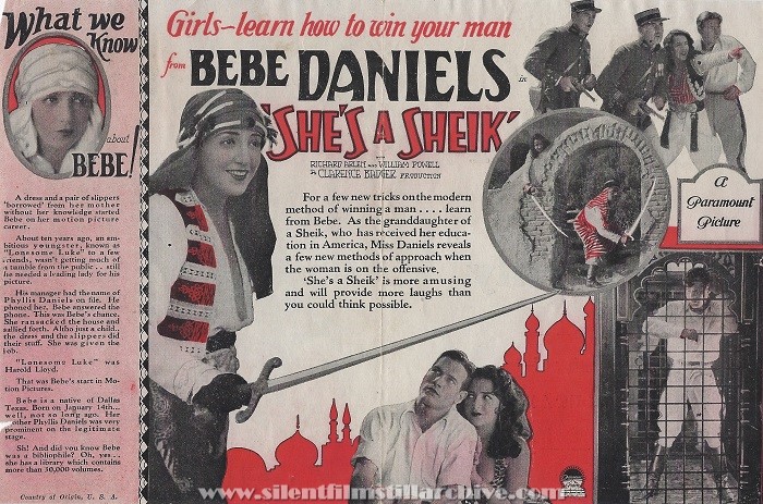 Herald for SHE'S A SHEIK (1927) with Bebe Daniels and Richard Arlen