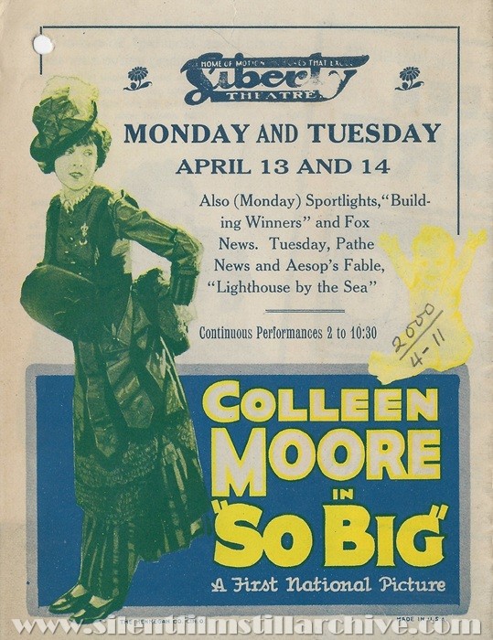 Herald for SO BIG (1924) with Colleen Moore