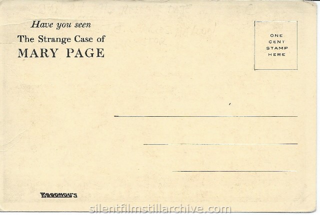 THE STRANGE CASE OF MARY PAGE (1916) postcard