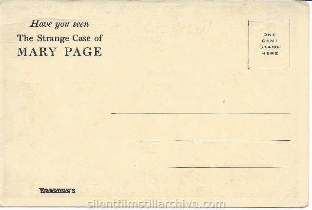 THE STRANGE CASE OF MARY PAGE (1916) postcard.