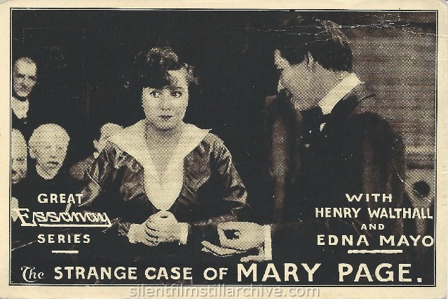 Henry B. Walthall and Edna Mayo in THE STRANGE CASE OF MARY PAGE (1916).
