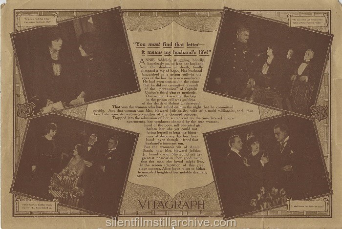 Advertising herald for THE THIRD DEGREE (1919) with Alice Joyce