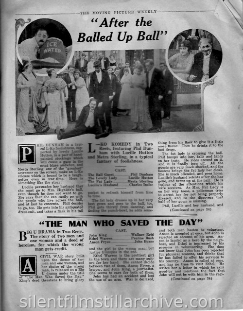 Moving Picture Weekly February 17, 1917 article on AFTER THE BALLED UP BALL