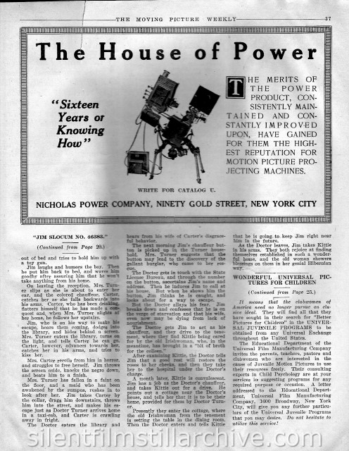 Moving Picture Weekly article on JIM SLOCUM NO. 46,393 (1916)