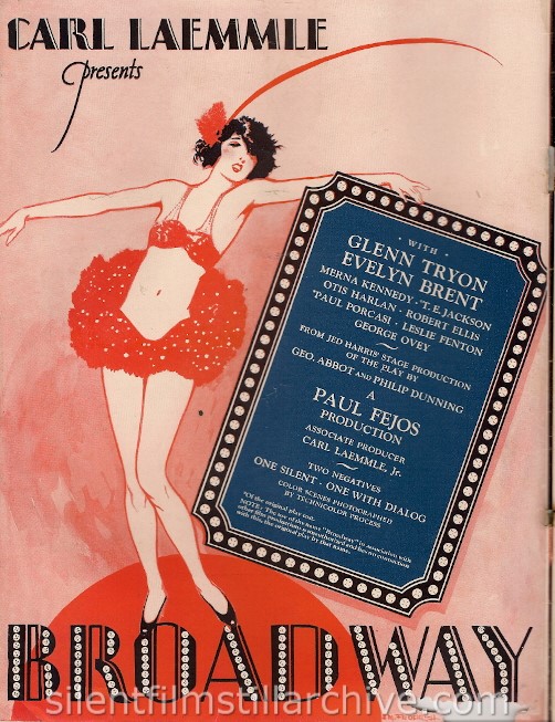 Universal Weekly magazine inside front cover for May 4, 1929 featuring BROADWAY (1929)