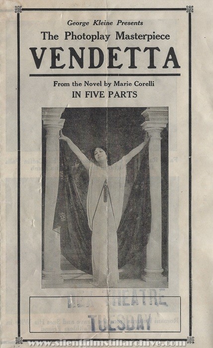 Herald for VENDETTA (1914) with R&eacut;gina Badet and Jean Angelo