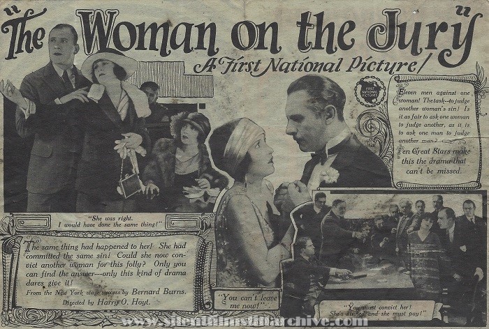 Herald for THE WOMAN ON THE JURY (1924) with Sylvia Breamer and Frank Mayo