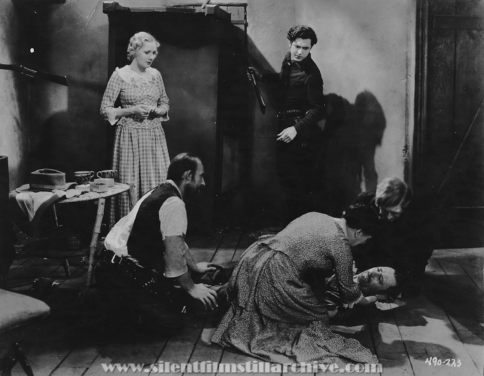 Kay Johnson, Roscoe Ates, Johnny Mack Brown, unknowns, and Russell Simpson in BILLY THE KID (1930)