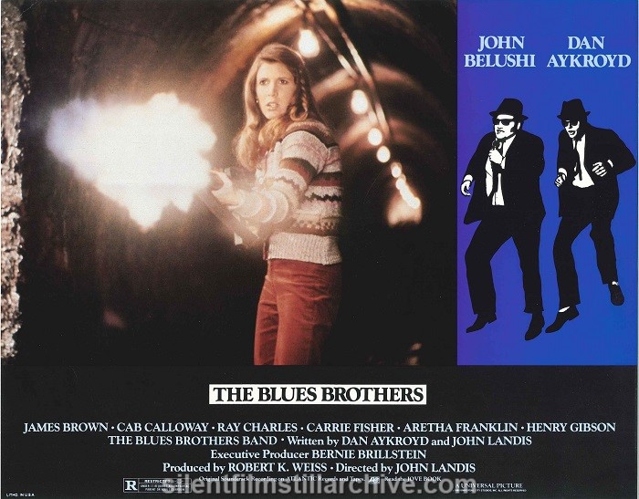 Lobby card with Carrie Fisher in THE BLUES BROTHERS (1980)