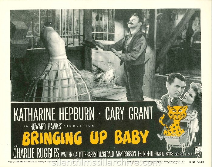 Barry Fitzgerald with dress form in BRINGING UP BABY (1938). 1955 Re-release Lobby Card