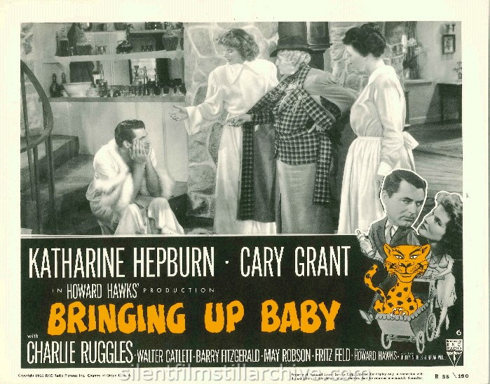 May Robson, Katharine Hepburn and Charles Ruggles in BRINGING UP BABY (1938). 1955 Re-release Lobby Card
