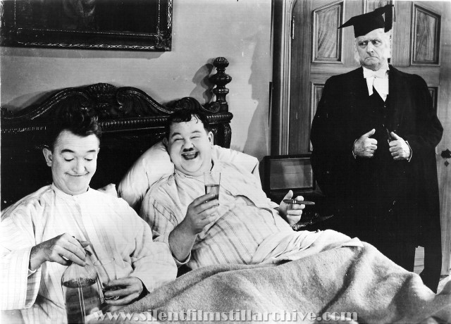 Stan Laurel and Oliver Hardy and Wilfred Lucas in A CHUMP AT OXFORD (1939)