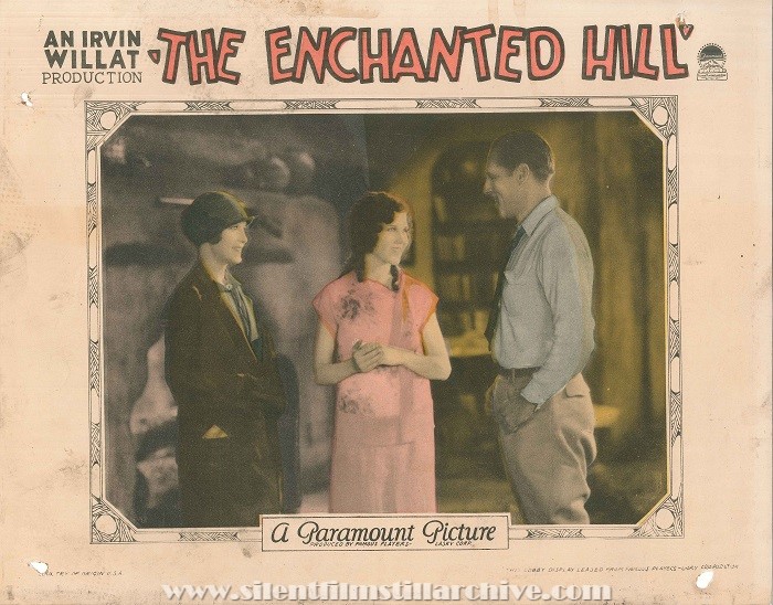 Lobby card for THE ENCHANTED HILL (1926) with Florence Vidor, Mary Brian, and Jack Holt
