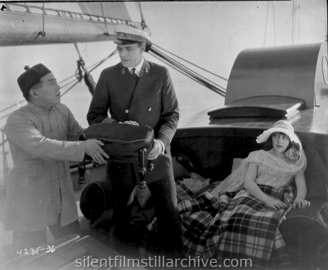 George Kuwa, House Peters and Patsy Ruth Miller in HEAD WINDS (1925)