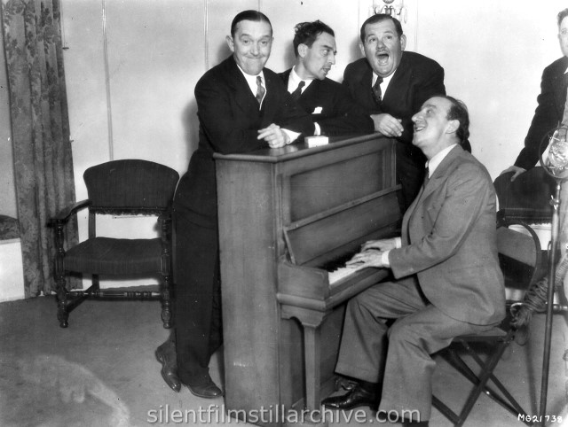 Stan Laurel, Oliver Hardy, Buster Keaton and Jimmy Durante