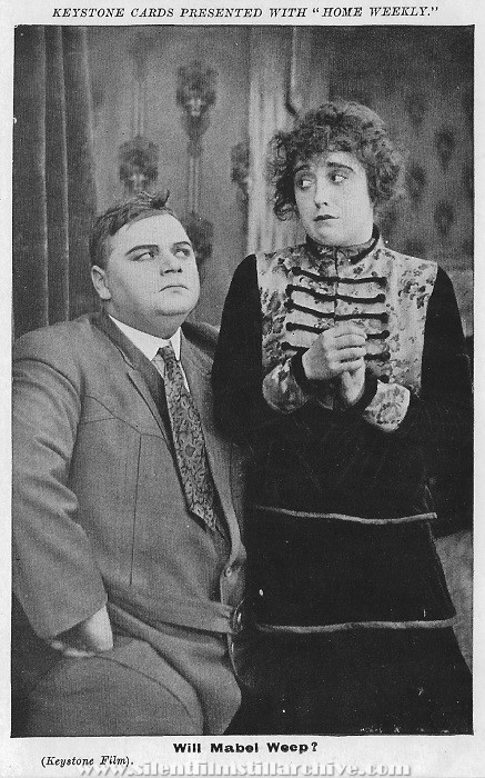 Postcard with Mabel Normand and Roscoe "Fatty" Arbuckle in MABEL AND FATTY'S MARRIED LIFE  (1915)