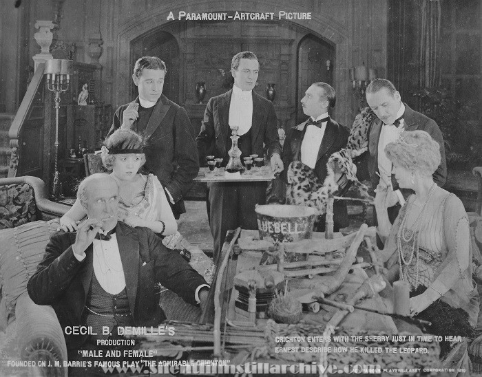 Theodore Roberts, Mildred Reardon, Raymond Hattan, Thomas Meighan, and Robert Cain in MALE AND FEMALE (1919)