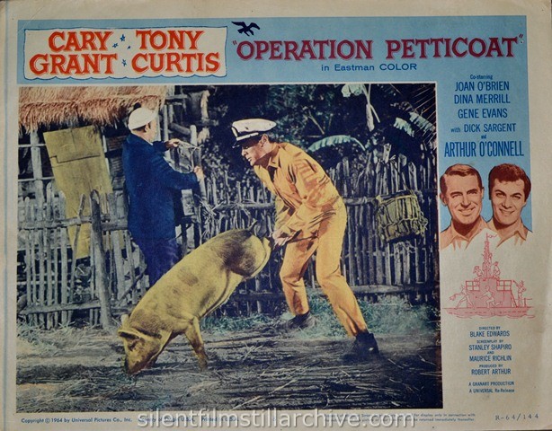 Lobby Card with Tony Curtis and pig in OPERATION PETTICOAT (1925).